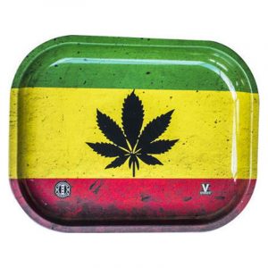 Rasta Leaf Metal Rolling Tray Medium