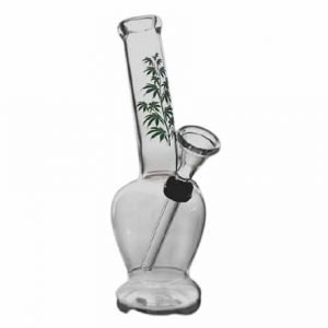17cm high glass bong with leaves