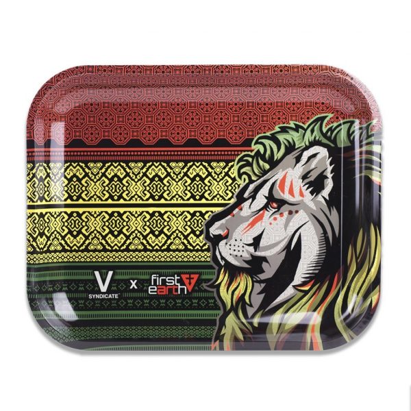 Rasta Lion Metal Rolling Tray Small