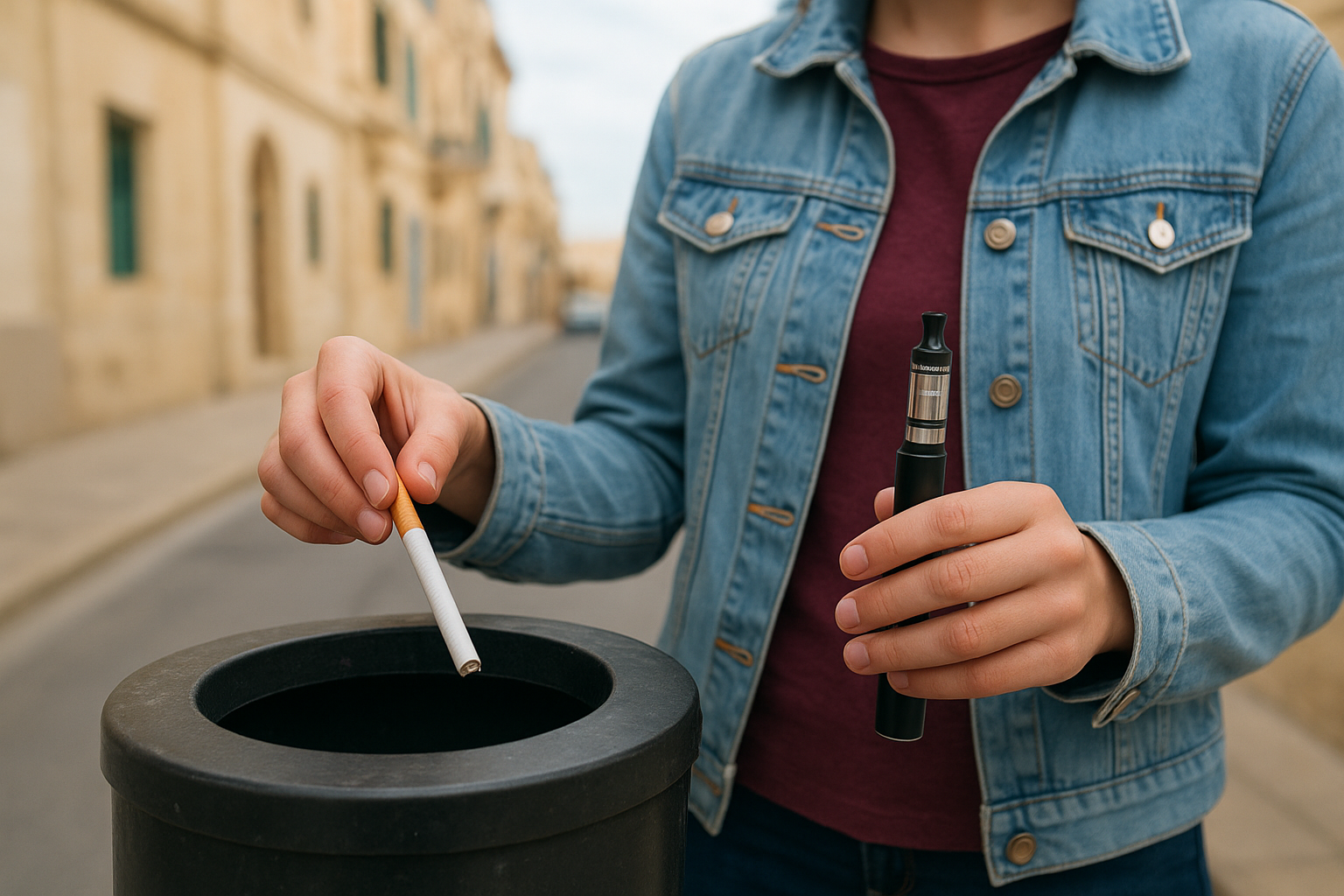 person wth vapes and cigarettes