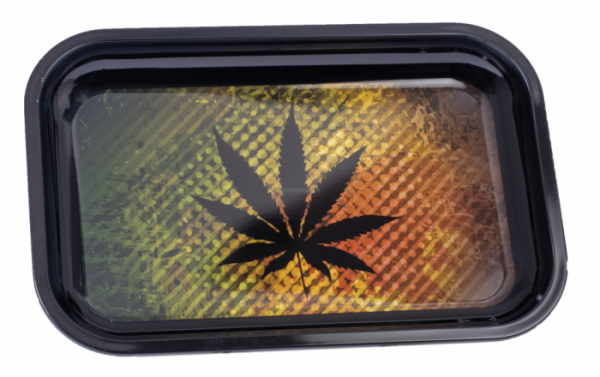 Black leaf Rasta Metal Rolling Tray small