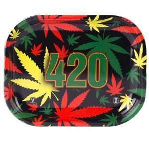 420 Rasta Leaf Metal Rolling Tray Medium