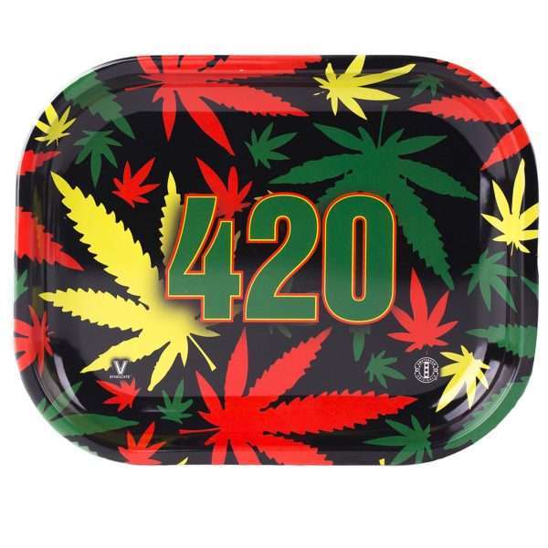 420 Rasta Leaf Metal Rolling Tray Medium