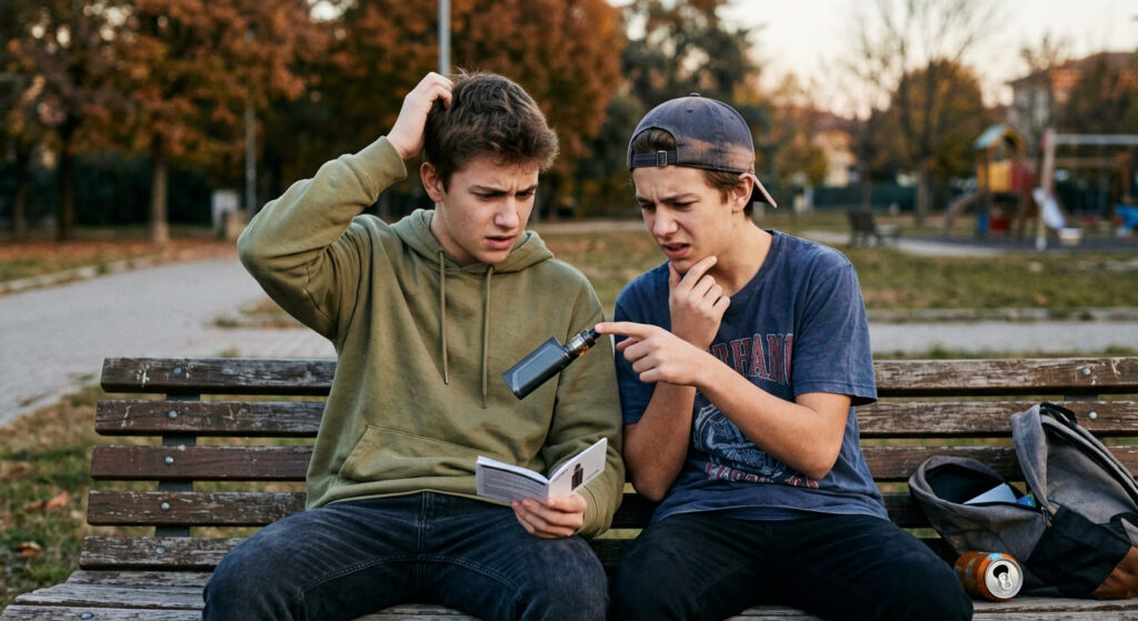 young men new to vaping